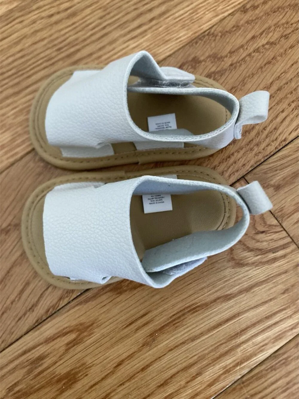 First Steps Baby Faux Leather Sandals With Soft Sole White & Beige Lightweight &